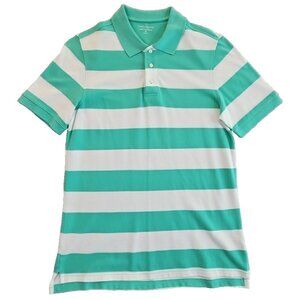 Croft & Barrow Signature Polo Men's Size Medium Green White Horizontal Stripe LN